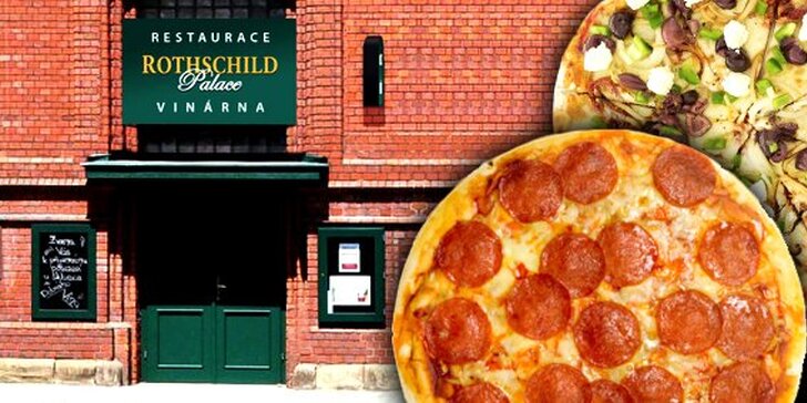 149 Kč za DVĚ libovolné pizzy v Rothschild Palace dle výběru se slevou 51%.