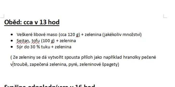 Redukční jídelníček na míru, tipy pro zdravý život a konzultace po mailu