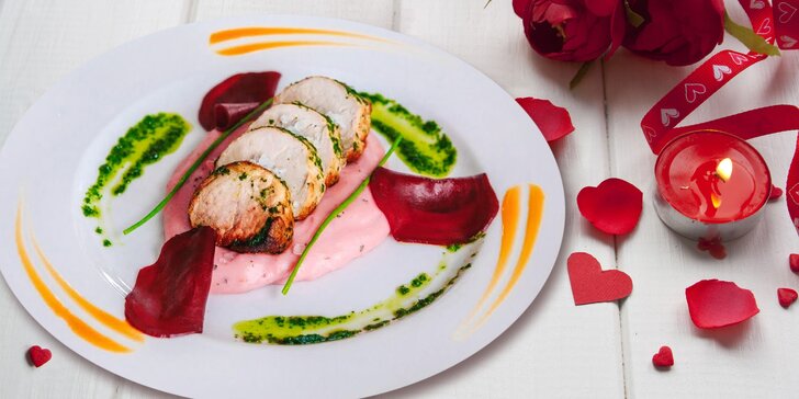 Valentýnské 5chodové menu a lahev prosecca v romantické restauraci u přehrady