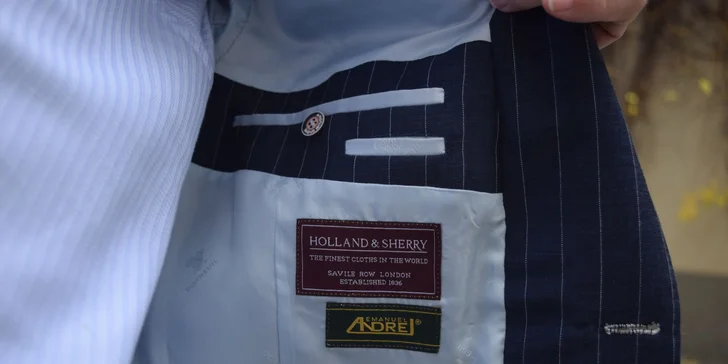 Záloha na ručně šitý pánský oblek na míru: špičková kvalita Bespoke Full Canvas