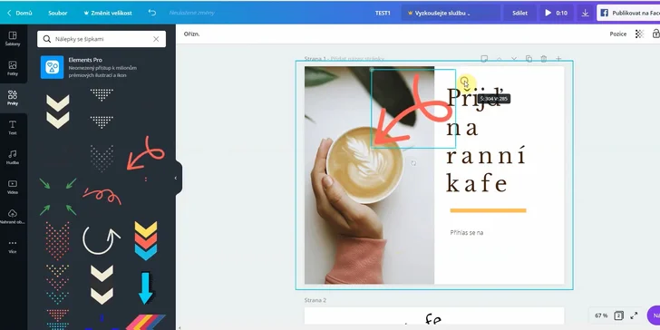 Pracovat budete v online programu Canva, který má neplacenou verzi.