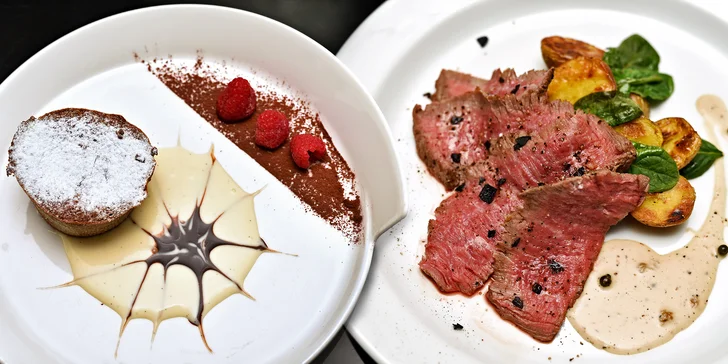 Špičkové degustační menu pro dva podávané v luxusní střešní restauraci