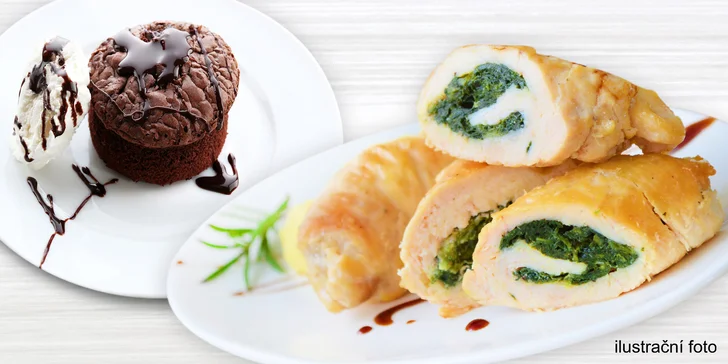 Vyladěné 4chodové degustační menu s "mezichody" a dezertem pro dva