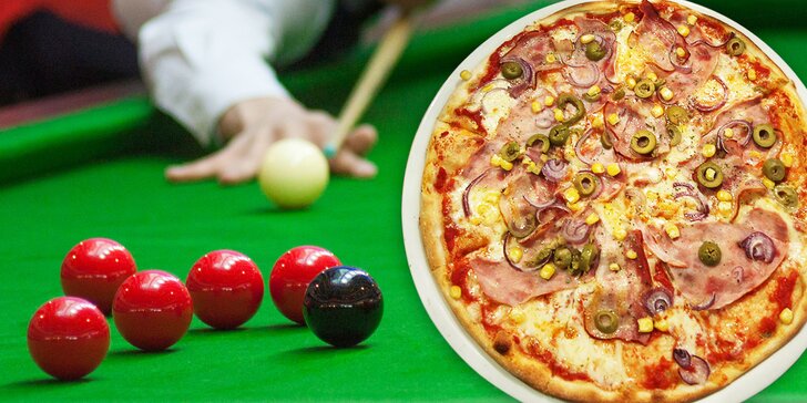 Dvě libovolné pizzy z jídelního lístku a hodina billiardu nebo karambolu