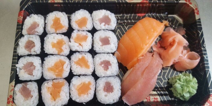 Losos, krab, avokádo i kreveta: 26, 38 nebo 48 kousků sushi k vyzvednutí