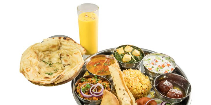 Indická hostina: masové menu se čtyřmi druhy hlavních chodů pro 1–4 osoby