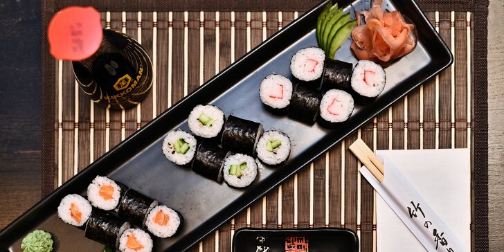 Set plný úžasných sushi rolek: 24 nebo 36 kusů a dvě miso shiru polévky
