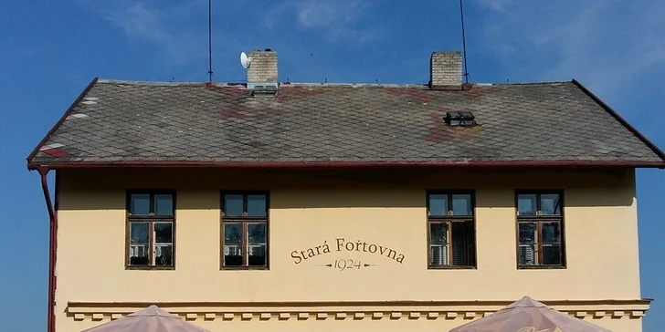 Smažený sýr s hranolky a domácí tatarkou v rodinném hostinci u brdských lesů