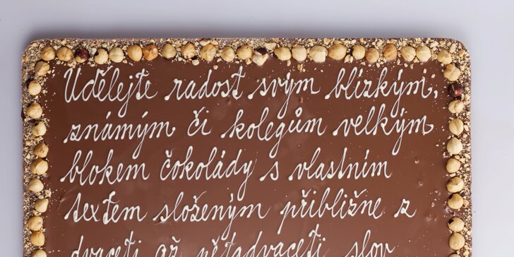 Když sladké mluví z duše: 1500gramová čokoláda se zdobením a textem dle výběru