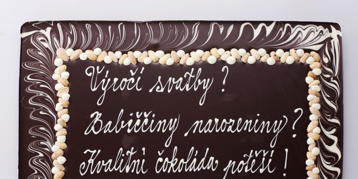 Když sladké mluví z duše: 1500gramová čokoláda se zdobením a textem dle výběru