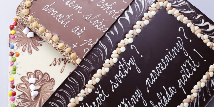 Když sladké mluví od srdce: 1500gramová čokoláda se zdobením a textem dle výběru