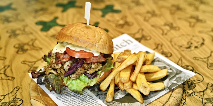 Burgerové menu pro 1 nebo 4 osoby: výběr ze tří burgerů a porce hranolků