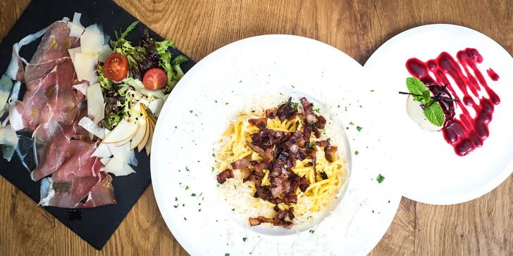 Menu o 3 chodech jak od Itala a Spaghetti Carbonara v hlavní roli