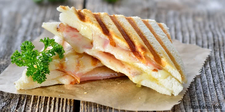 Křupavá snídaně či svačina pro 2: Panini z grilu se sýrem či šunkou a zeleninou
