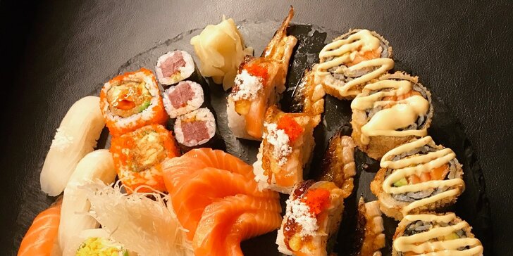 Fantazie na talíři: lákavé sushi menu pro 2 osoby se závitky a zmrzlinou