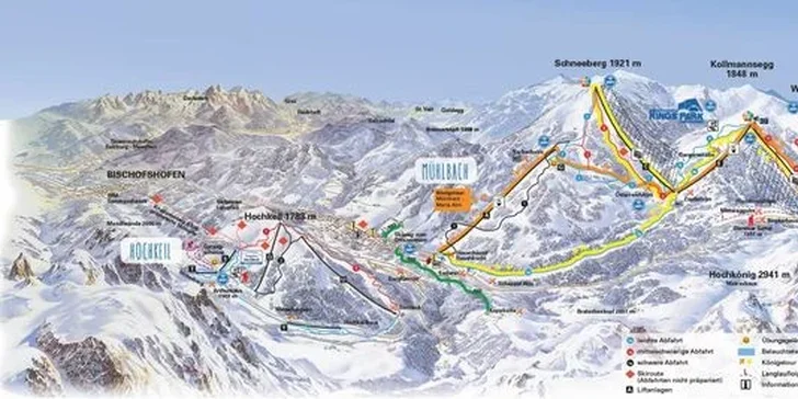 Těšit se můžete na celkem 112 km sjezdovek, z toho 52 km modrých, 41 km červených a 19 km černých.