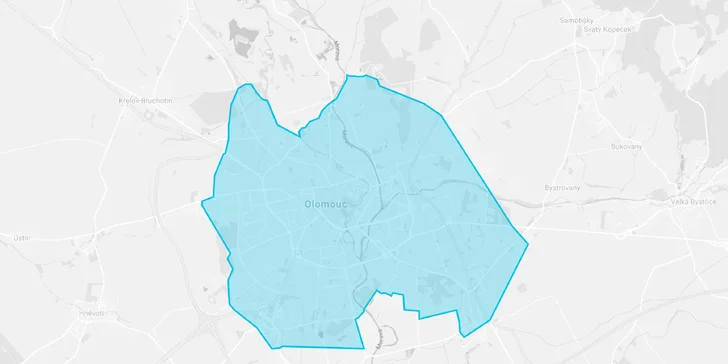 Mapa rozvozu v Olomouci