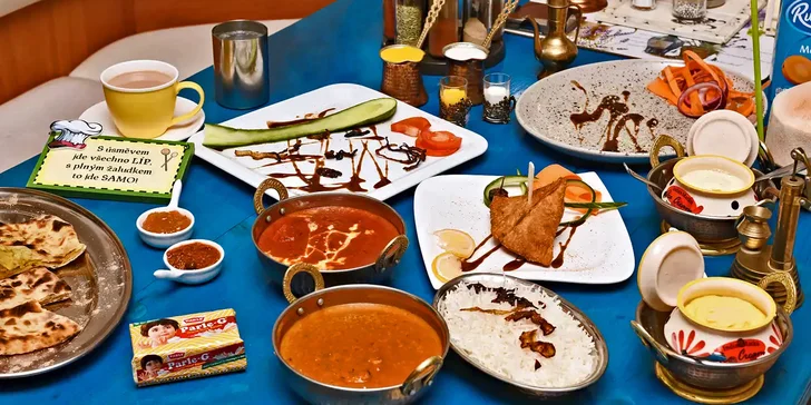 Indické a kašmírské speciality pro dvě osoby: 3chodové menu s nápojem