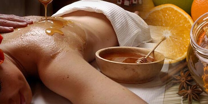60minutová detoxikační medová masáž s okurkovým zábalem