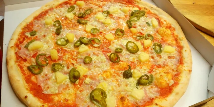 Křupavá pizza s sebou dle výběru: 1 nebo 2 pochoutky, ⌀ 35 nebo 45 cm
