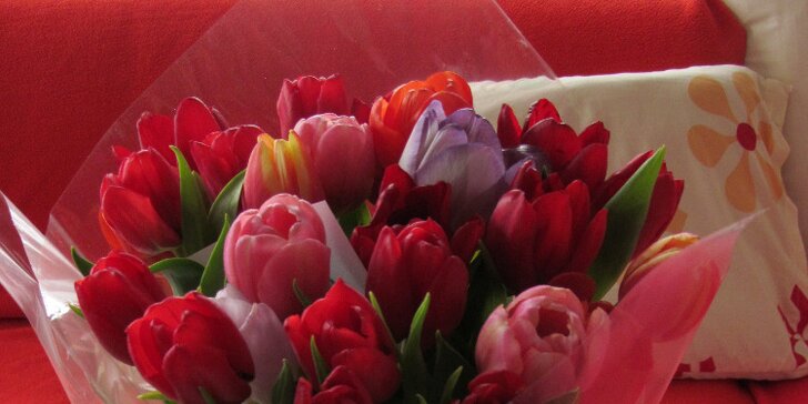 Nádherný pugét z holandských tulipánů či narcisů
