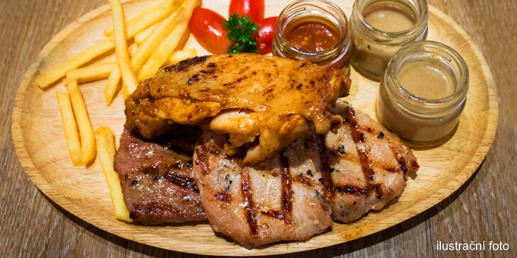 Tři druhy šťavnatých steaků rovnou z grilu pro dva v Restauraci Beran