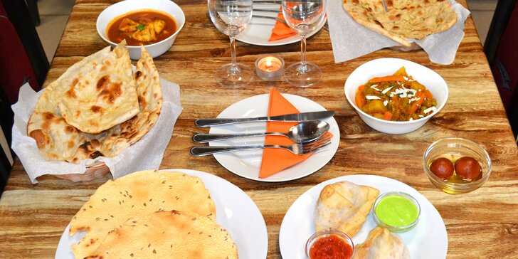 Paleta indických chutí: menu s kuřecím či vegetariánským hlavním chodem pro 2