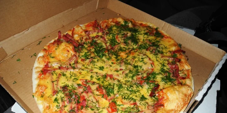 Křupavá pizza s sebou dle výběru: 1 nebo 2 pochoutky, ⌀ 35 nebo 45 cm