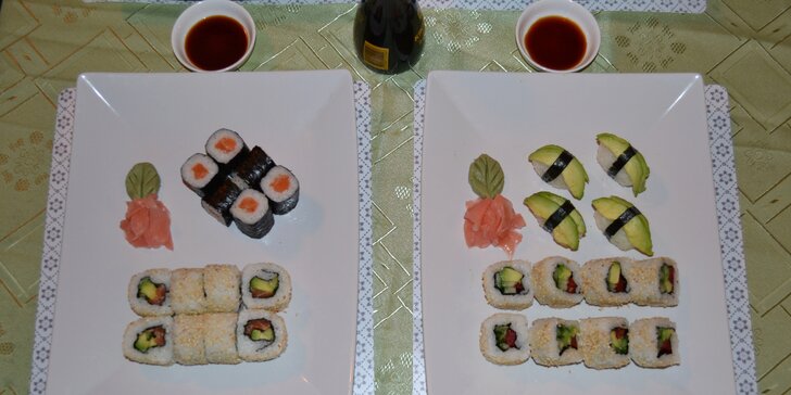 Sushi sety na Žižkově: 20–56 rolek, maki, vege, lososové i party mix