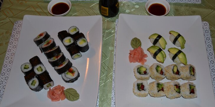 Sushi sety na Žižkově: 20–56 rolek, maki, vege, lososové i party mix