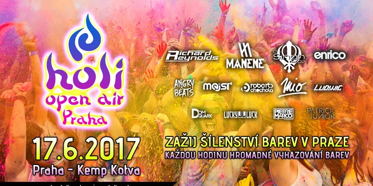 Holi Open Air Festival: nejbarevnější party u Vltavy s 12 DJs a hostem z Indie