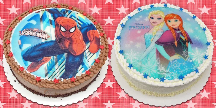 Dorty s obrázkem na jedlém papíru: Spiderman, Ledové království, Auta i Princezny