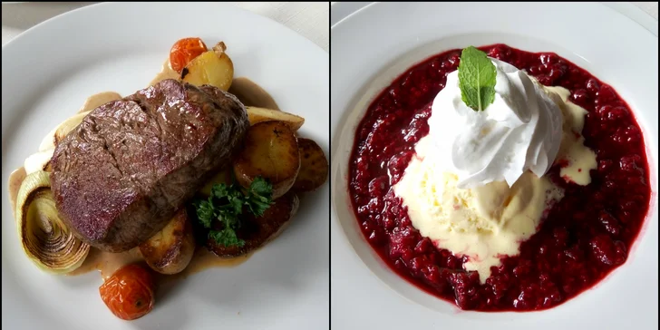 Navštivte steakové nebe: hovězí pfeffer steak s přílohou a dezertem pro 2 osoby