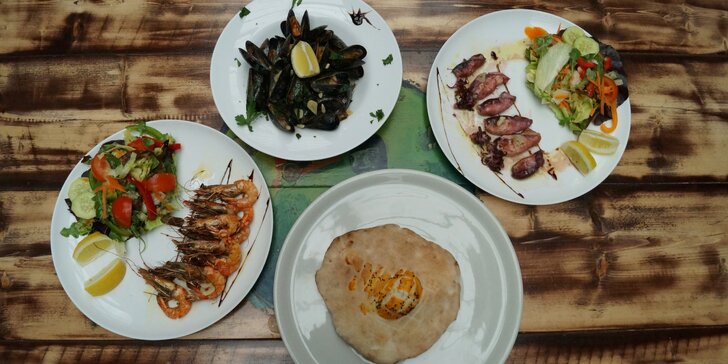 Ochutnejte mořské speciality: menu dle výběru v balkánské restauraci pro 1 či 2 os.