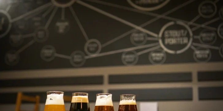 Degustace čtyř řemeslných piv a nachos se salsou v Сraft House Prague