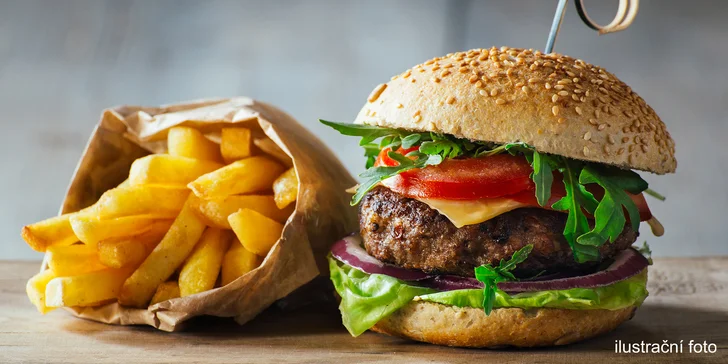Skvělá bašta: Nadupaný hamburger se steakovými hranolky i BBQ omáčkou