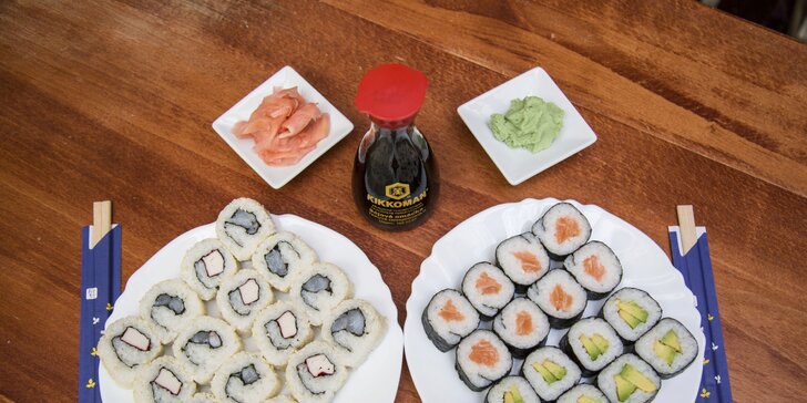 Losos, krevety, sezam a avokádo v hlavní roli: Kacumo set 32 kousků sushi s sebou