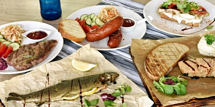 Dobroty z grilu v restauraci U Břehu pro 1 nebo 2 osoby