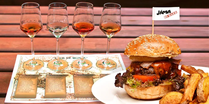 Gastrozážitek na jedničku: hovězí burger a degustace 4 výběrových rumů pro dva