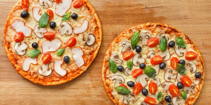 2 křupavé pizzy o průměru 32 cm: vyberte si z 6 klasických variant