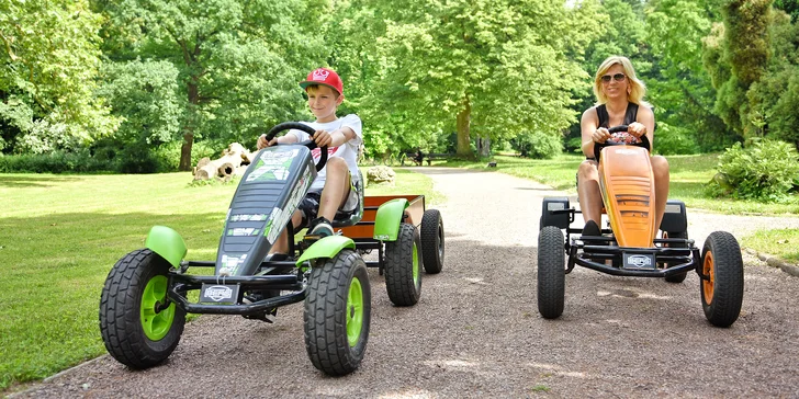 Super jízda pro dospělé i děti: Šlapací káry Berg či koloběžky Kostka na hodinu