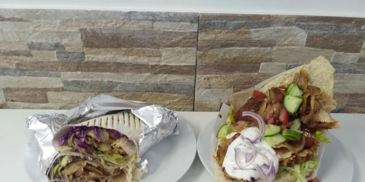 Jídlo s sebou pro 1 či 2 osoby: Kebab a nápoj z bistra na náměstí Jiřího z Poděbrad