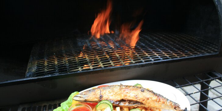 Bašta jak pro chlopa: Havířská makrela z grilu, 400 g hranolek a omáčka i zelenina