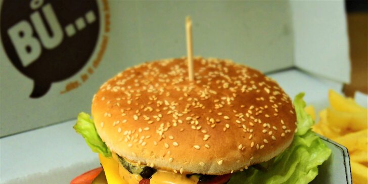 2 fešáci k nakousnutí: burgery s sebou výběrem ze 6 druhů a 2× hranolky