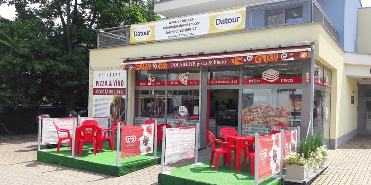 Křupavá pizza s sebou dle výběru: 1 nebo 2 pochoutky o Ø 40 cm