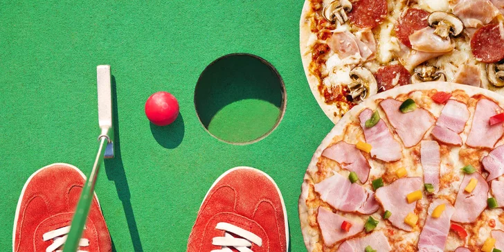 2 libovolné pizzy a vstupy na minigolf pro partu přátel nebo rodinu