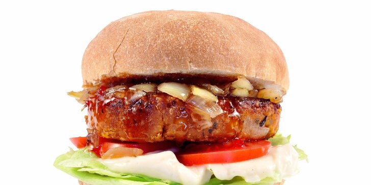Bašta nejen pro vegany: vege burger dle vašeho výběru + salát i s rozvozem