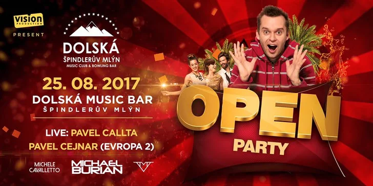 Vstup na open párty Clubu Dolská ve Špindlerově Mlýně