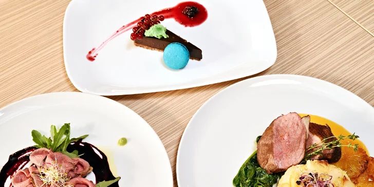 Moderní degustační menu pro dva podávané v budově Národního muzea