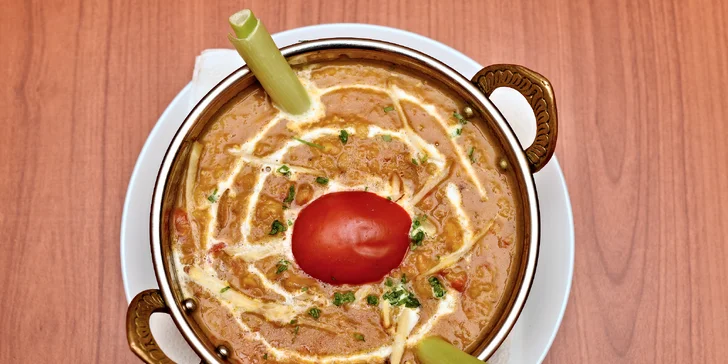 Indické menu pro dva kousek od I. P. Pavlova: vegetariánské, s masem i královské